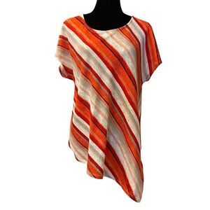 Chico’s MulticolorAsymmetrical‎ Hem Short Sleeve Top Size Medium